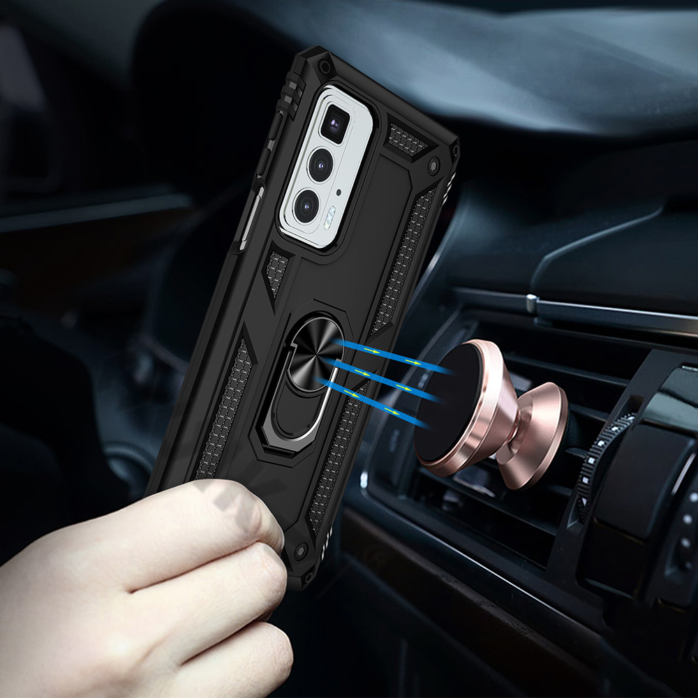 Protectores para celular  para Motorola  Edge 20 Pro Funda reforzada con anillo v2 Negro